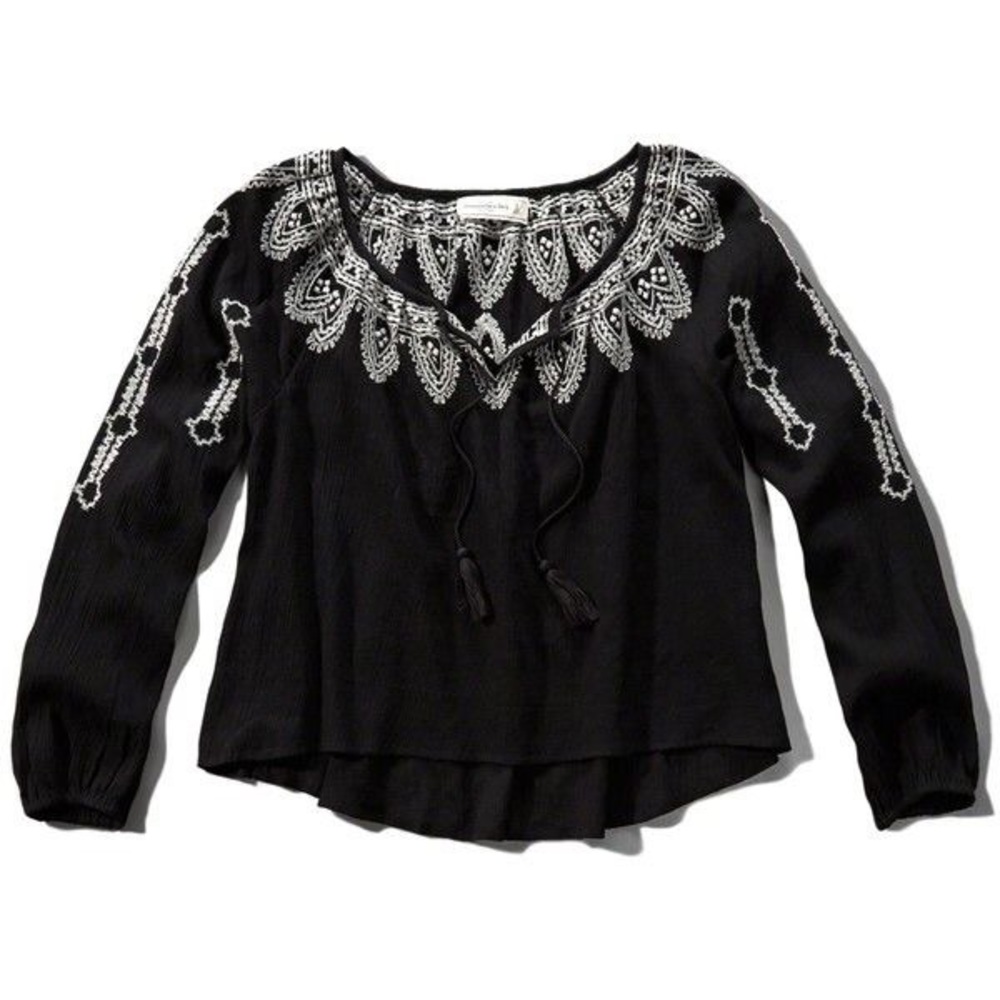 A&F Embroidered Peasant Top